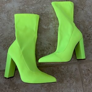 neon pointed toe booties